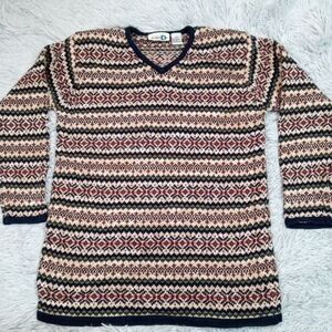 Vintage Paul Harris Design Sweater Womens‎ M Beige V Neck Faire Isle Comfort